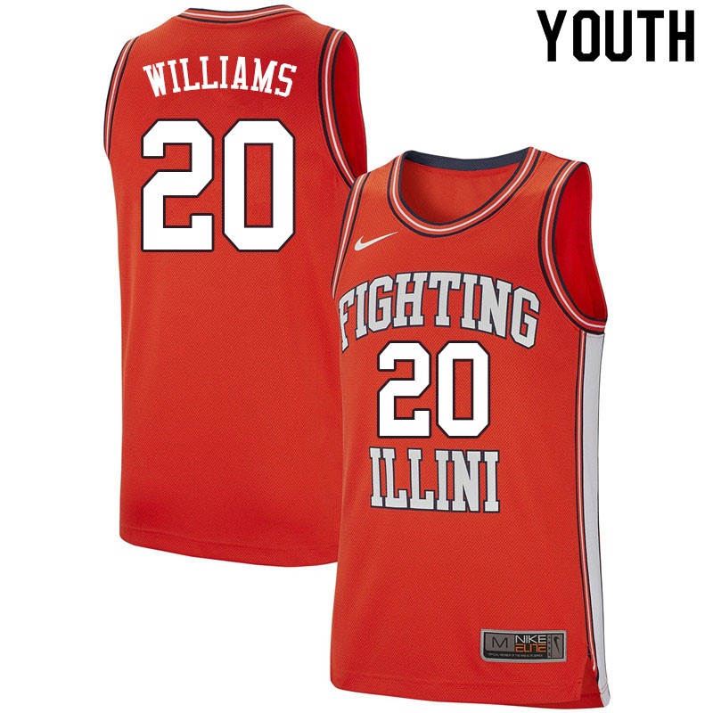 Youth #20 Da'Monte Williams Illinois Fighting Illini College Basketball Jerseys Sale-Retro